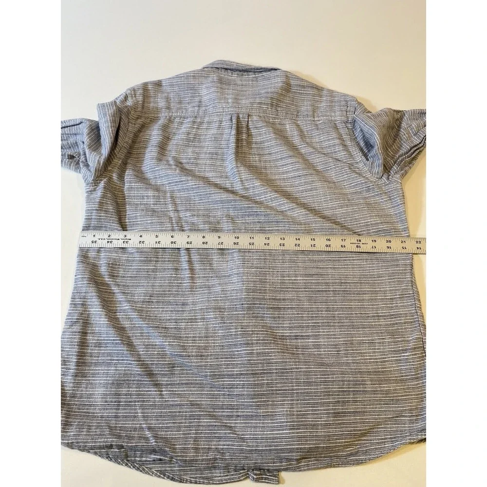 Marine Layer Shirt MensLarge Blue Gray Striped Button Up Long Sleeve Pocket - Picture 5 of 10